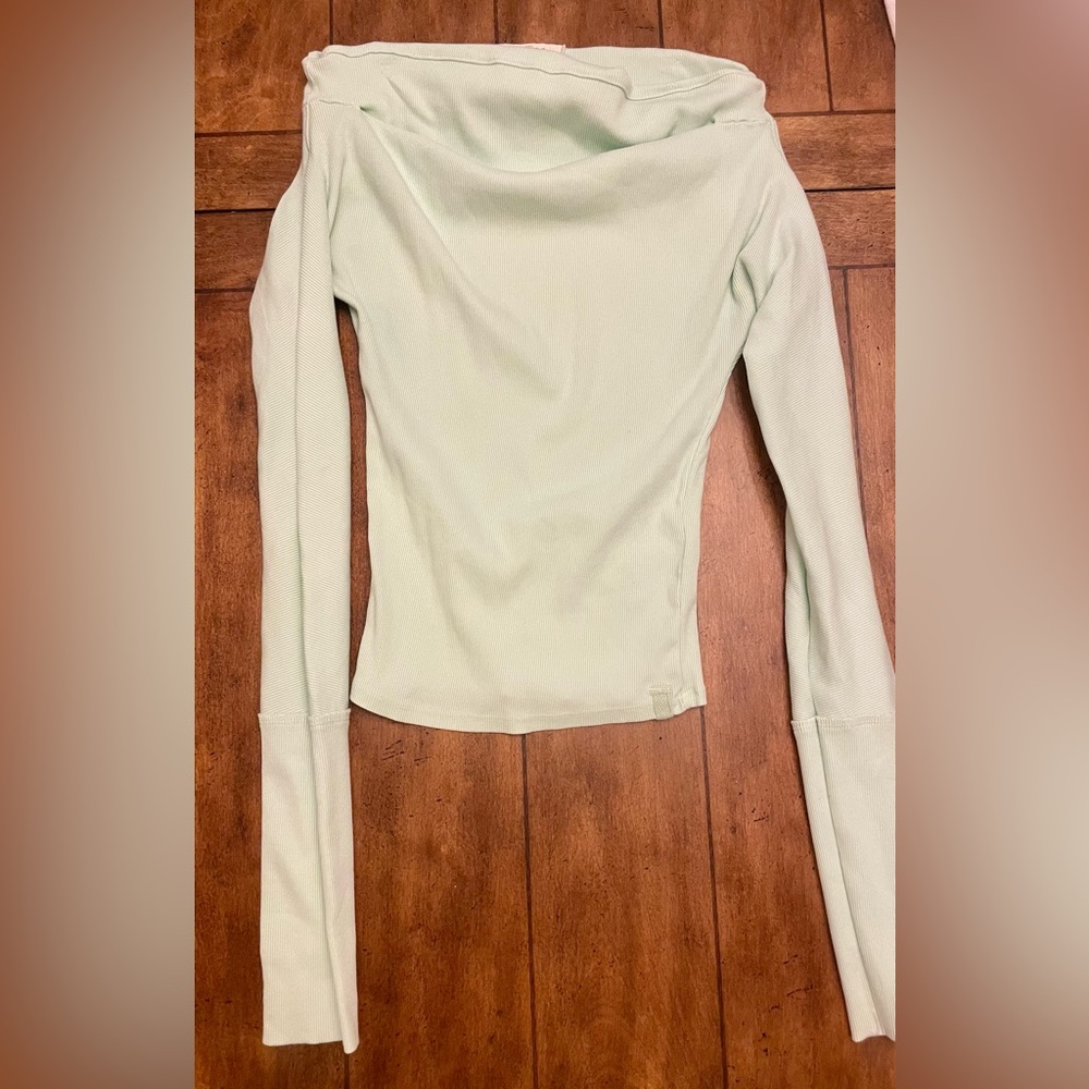 Free People, We The Free Gigi Long Sleeve Tee in mint green, size small
